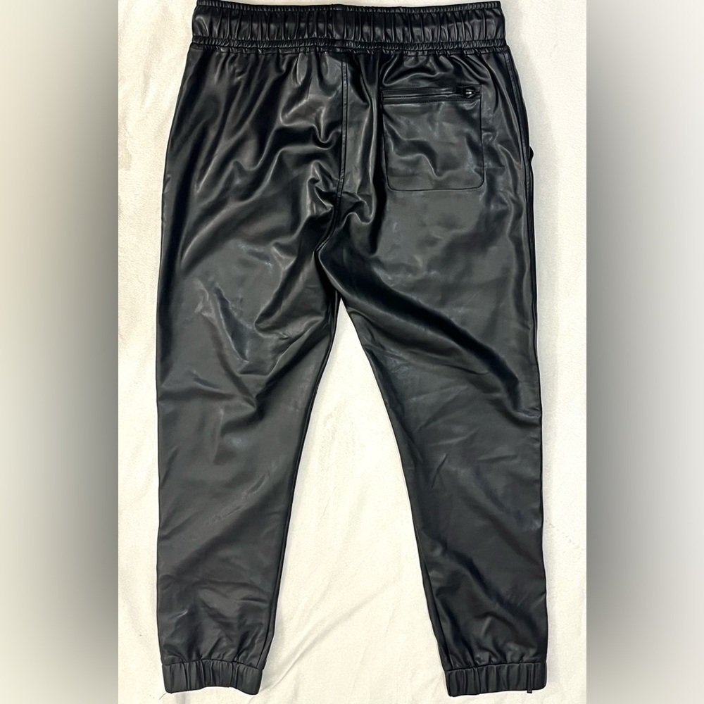 David Lerner Black Faux Leather Joggers with Pockets Women’s Pants Small - Picture 13 of 16